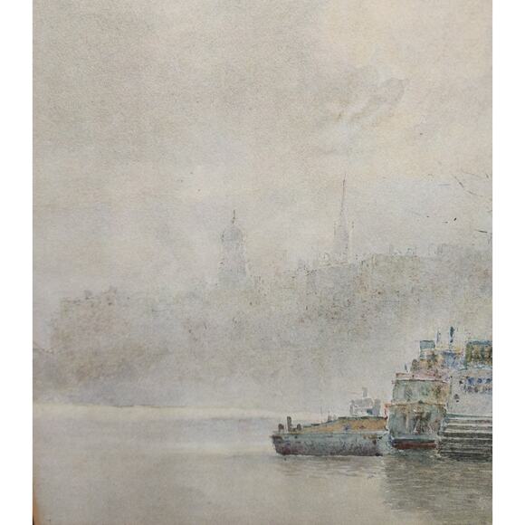 Paul Sawyier “Misty Evening” Lithograph Framed Gold Beveled Wood KY Art 1973 VTG - Picture 2 of 13